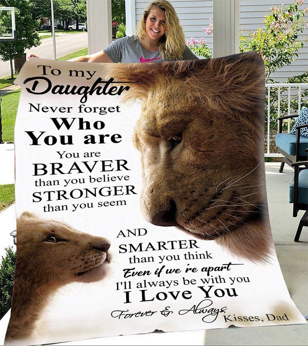 To My Daughter Lion I’ll Always Be With You Printed Fleece Blanket