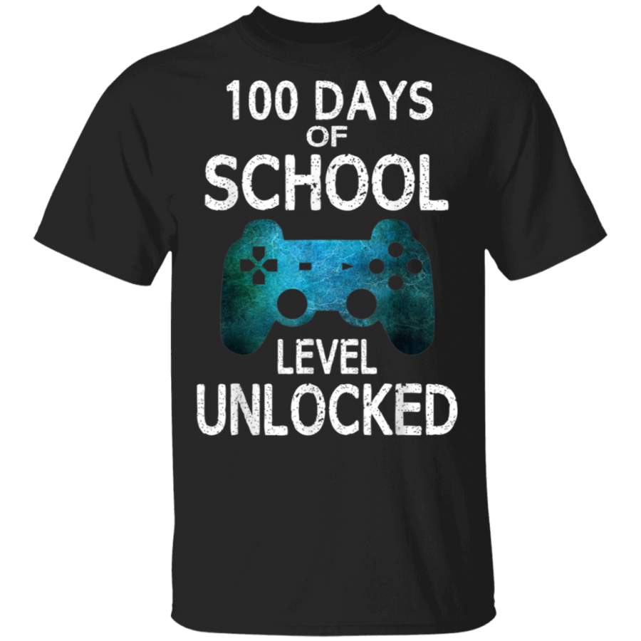 Boys 100 Days Of School Gamer Video Games Level Unlocked T-Shirt