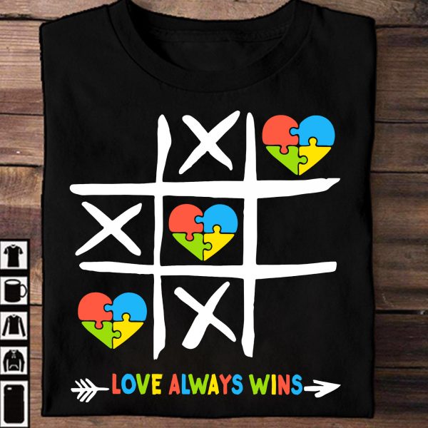 Love Always Wins Autism Unisex T-Shirt For Men Women Kid Autism Awareness Shirts Clothing Gifts Family Ht