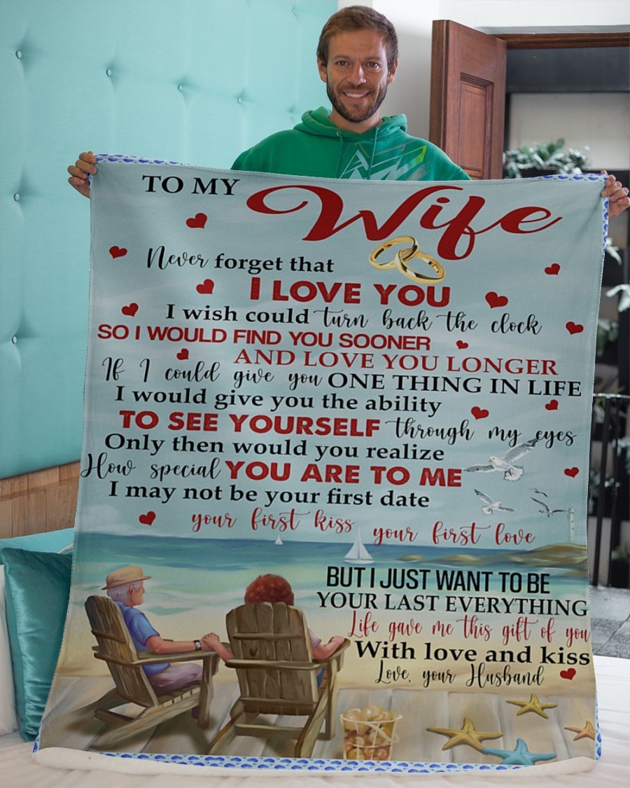 Old Couple To My Wife Never Forget I Love You Personalized Custom Name Text Fleece Blanket Print 3D, Unisex, Kid, Adult