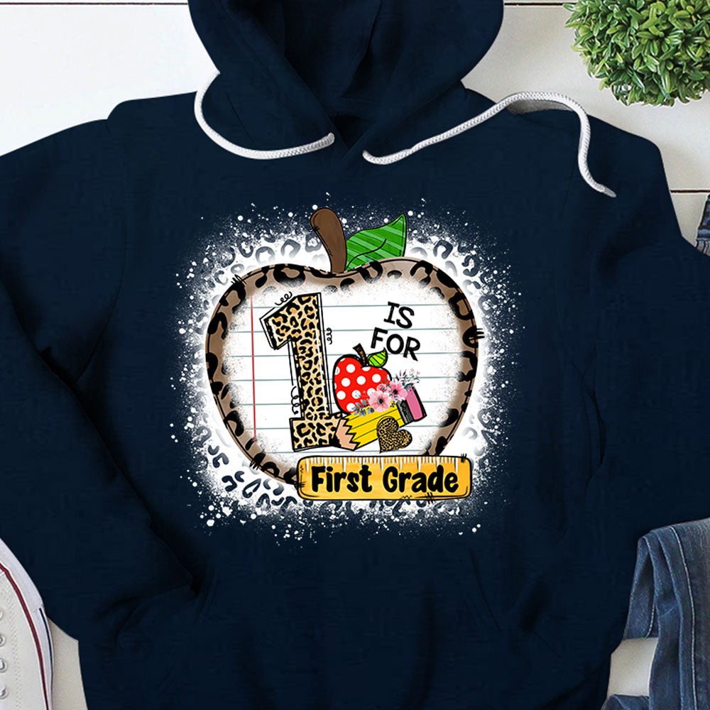 Grade Level Shirt 1 Is For First Grade Leopard Apple Pencil Shirt For Teacher Hk10 Trhn