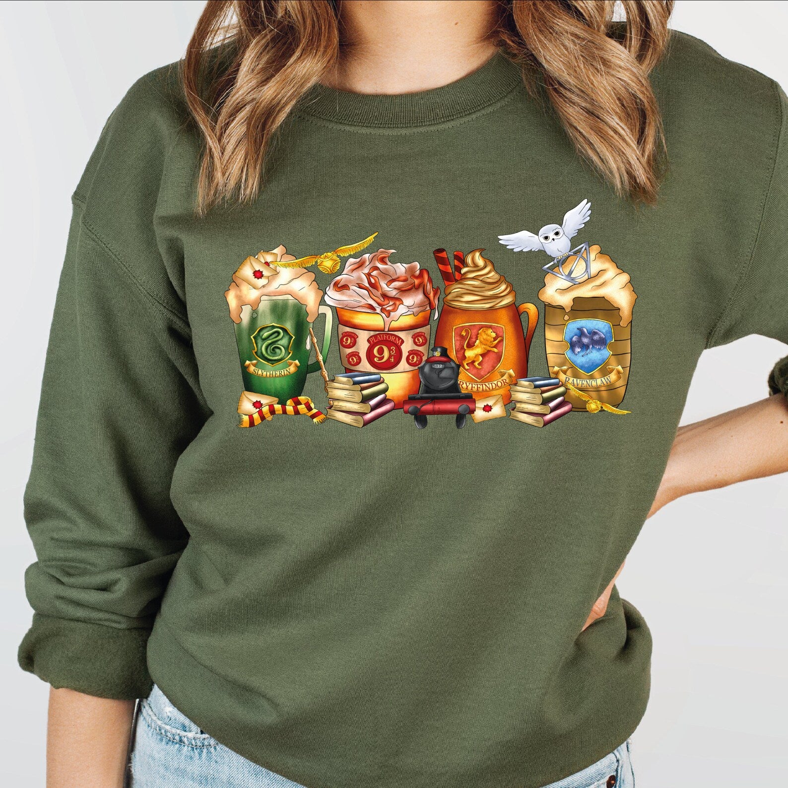 Halloween Coffee Sweatshirt 2D Crewneck Sweatshirt All Over Print Sweatshirt For Women Sweatshirt For Men