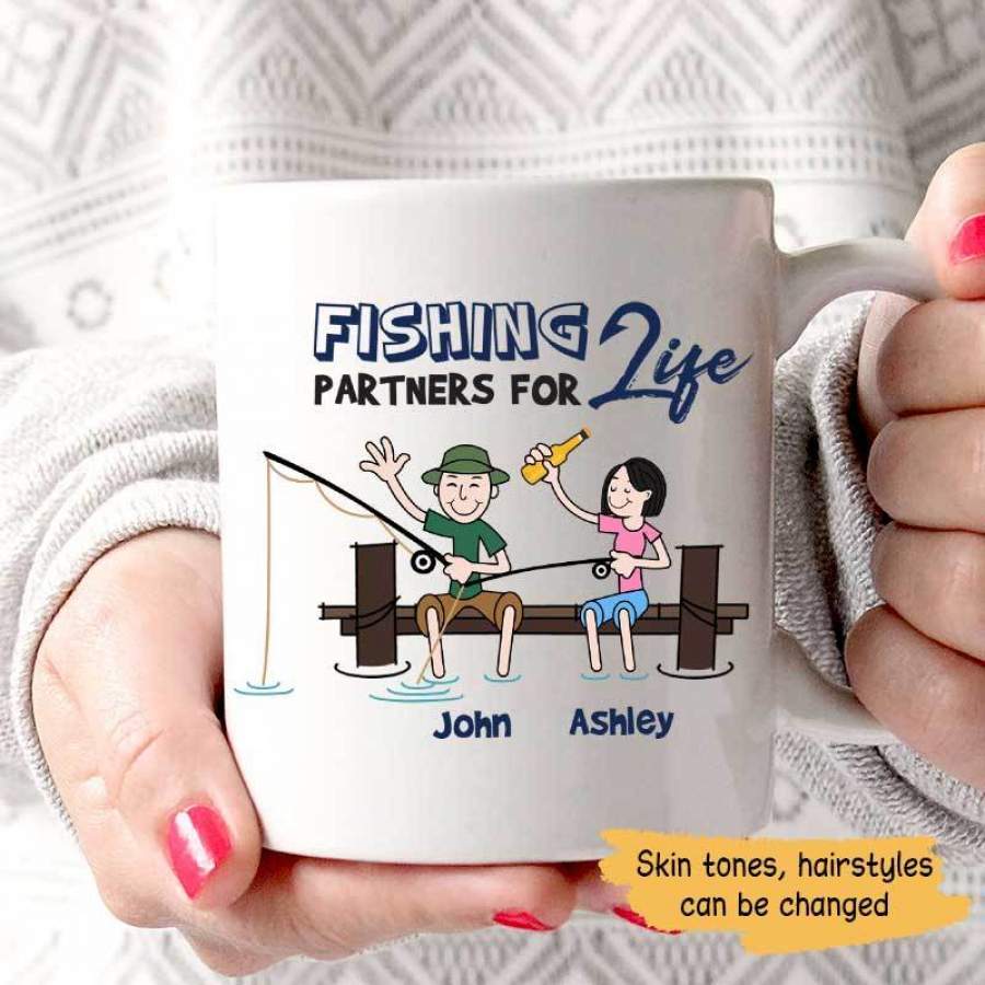 Fishing Partners For Life Couple Personalized Coffee Mug