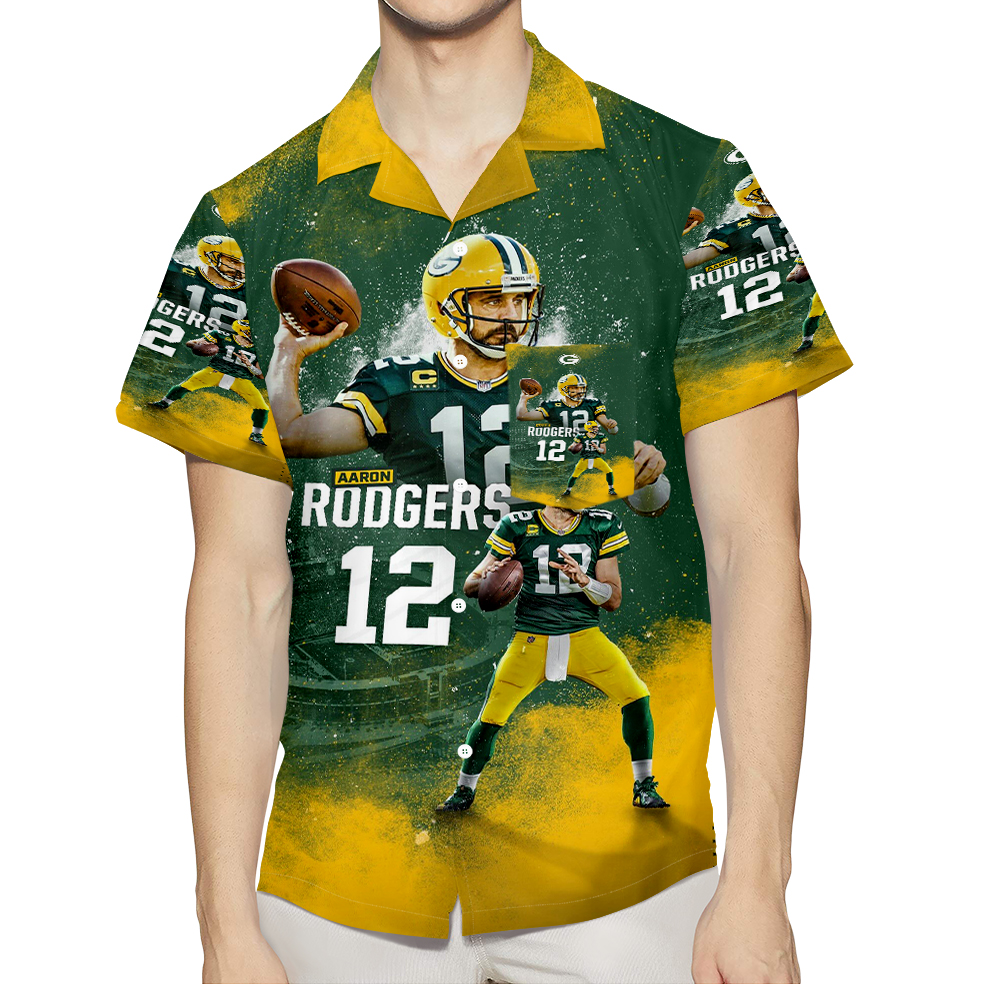 Green Bay Packers Aaron Jones No12 3D All Over Print Summer Beach Hawaiian Shirt With Pocket