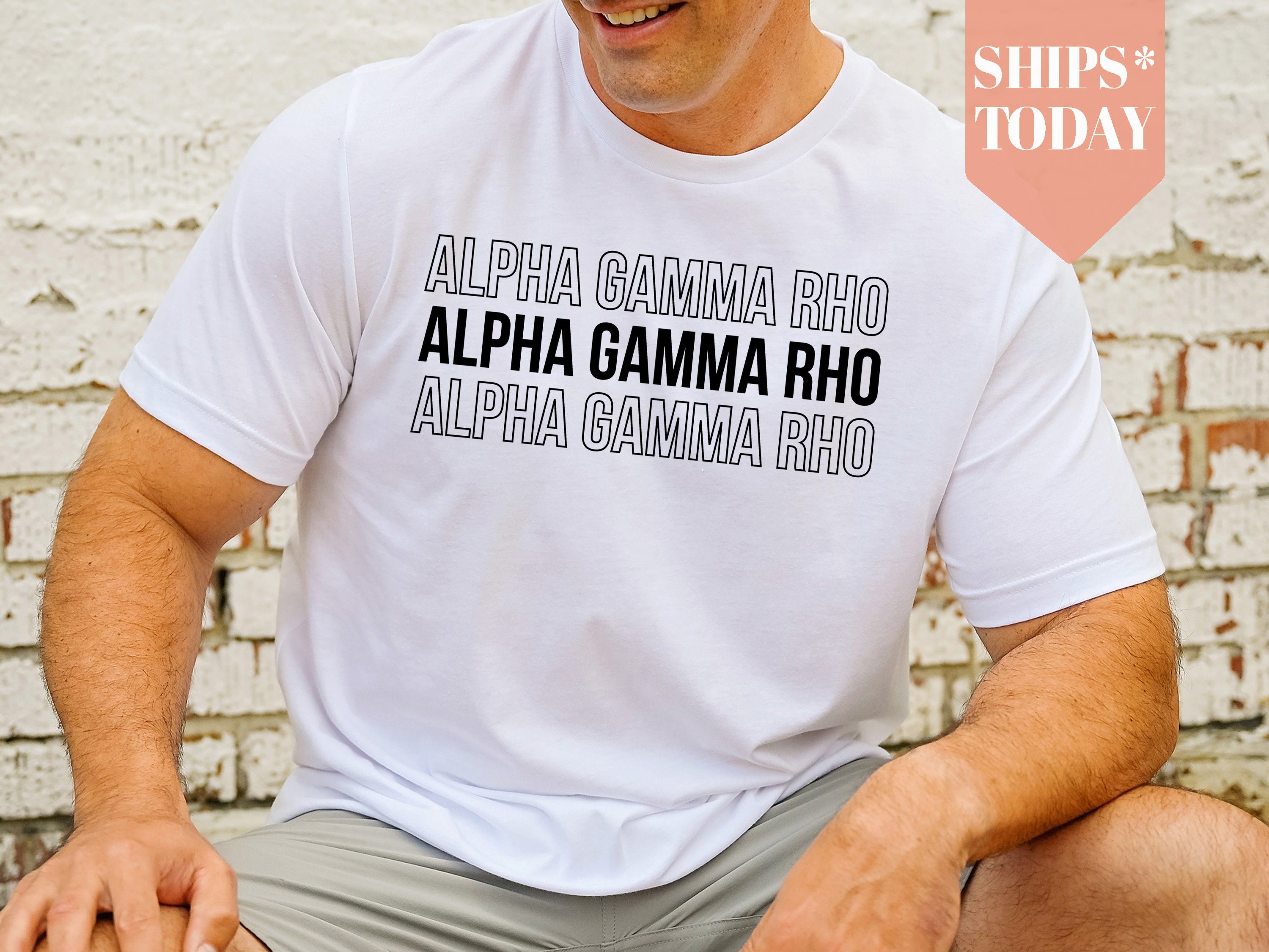 Alpha Gamma Rho Mirror Outline Fraternity T-shirt | AGR Shirt | Fraternity Apparel | Rush Shirt | Initiation Gift | Greek Life _ 1432g
