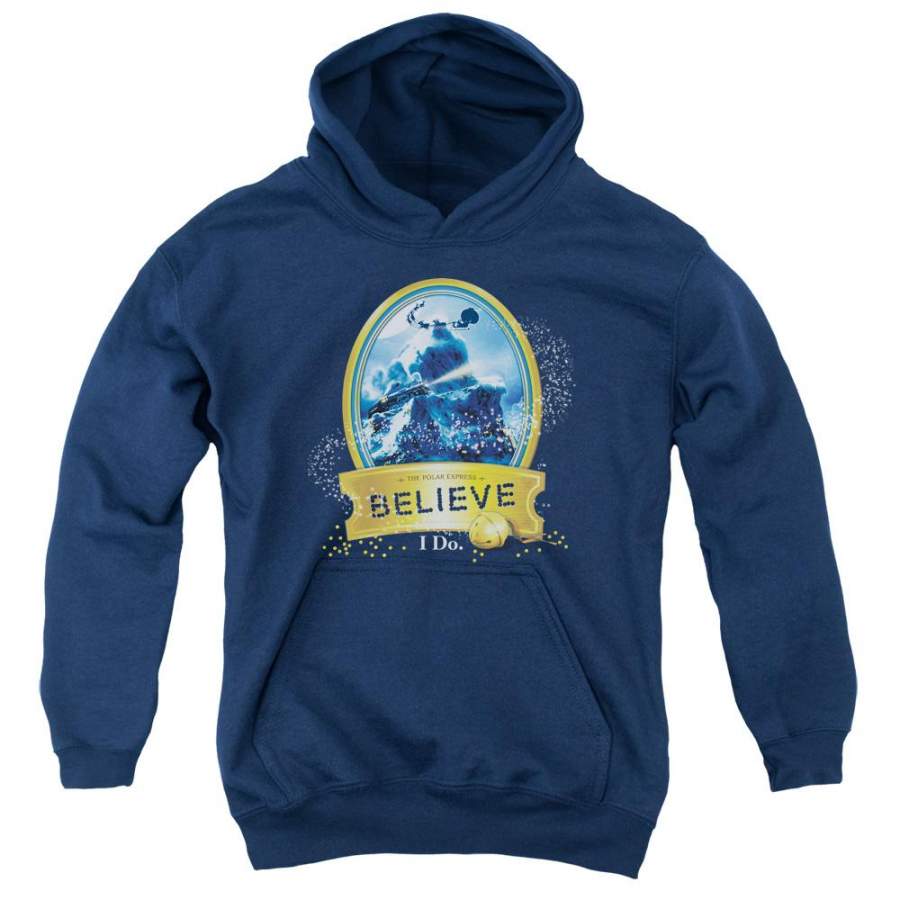 The Polar Express True Believer Kids Youth Hoodie Navy Blue