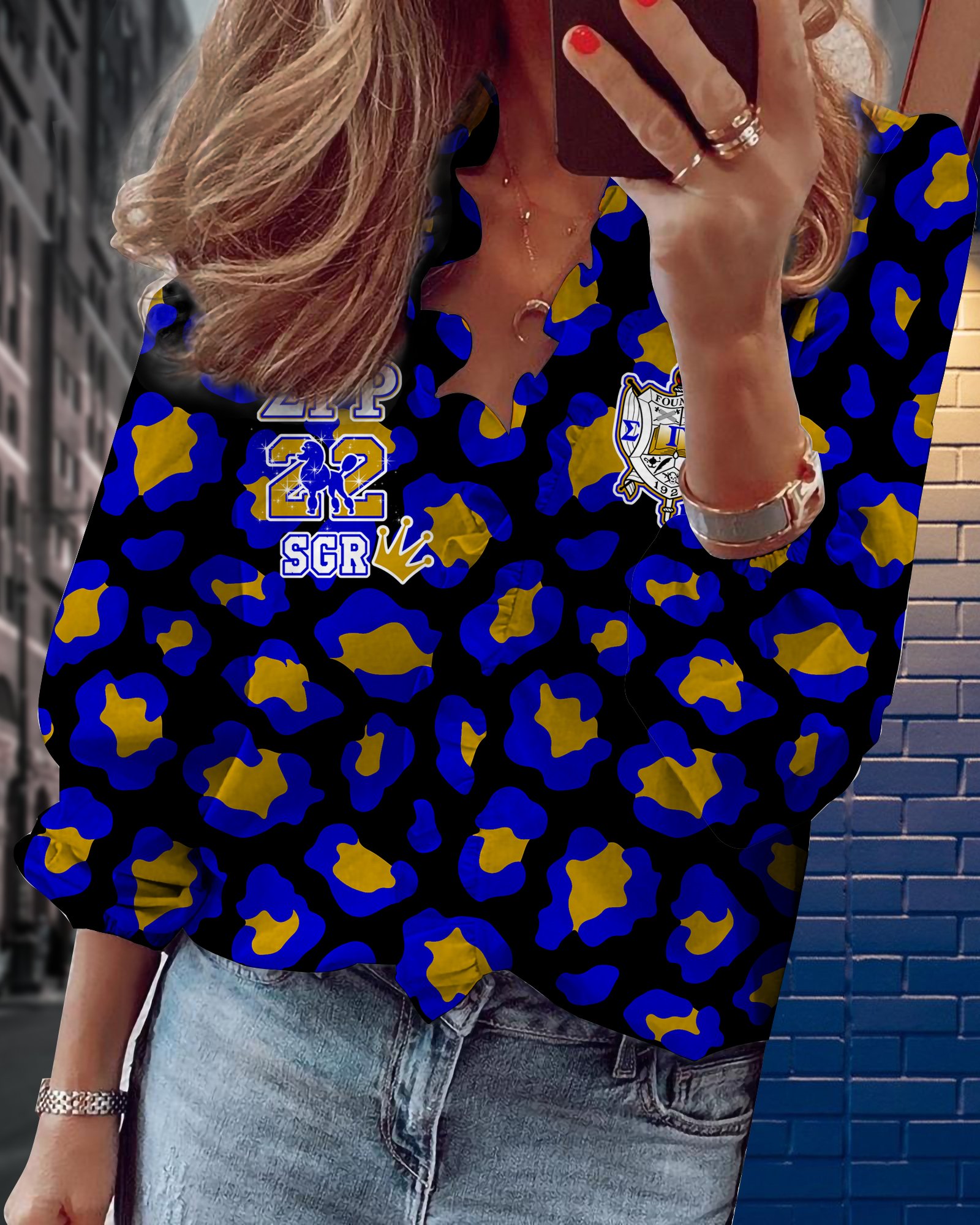 Sigma Gamma Rho V-neck long sleeve lace shirt 16