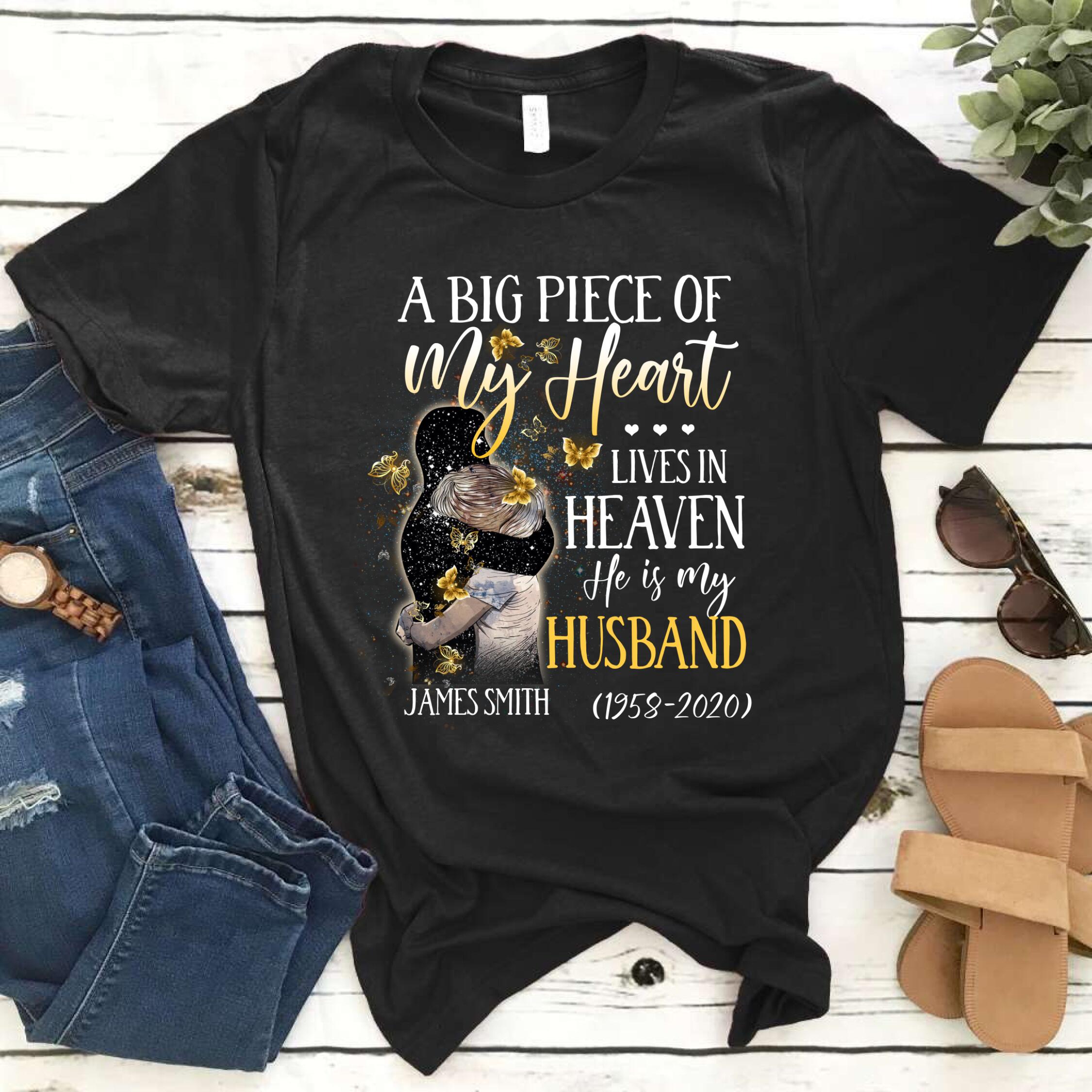 Personalized Husband Heaven & Wife Custom Name Year – Standard T-Shirt