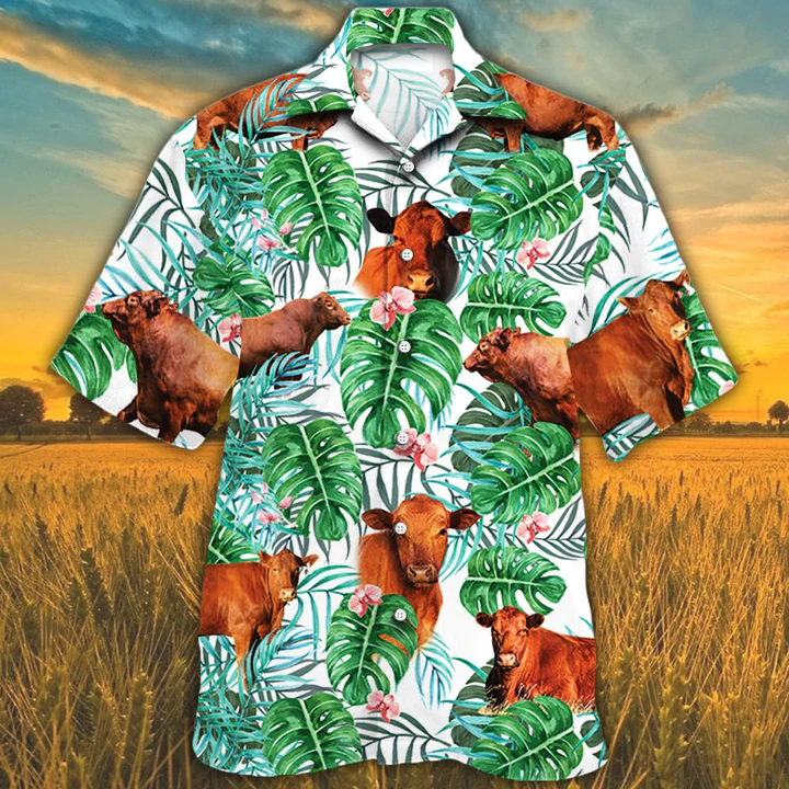 Red Angus Tropical Plant Hawaii Cow Hawaii Hawaii Shirts For Women Ha37238