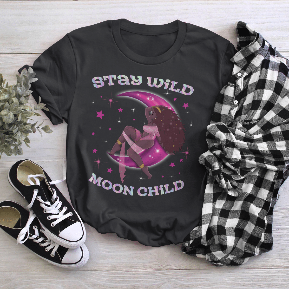 Shirt For Girl Black Girl Magic Shirt Stay Wild Moon Child