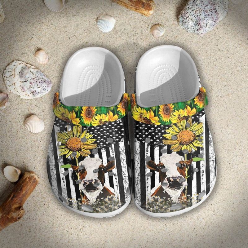 Cow Sunflowers Rubber clog Shoes Comfy Footwear