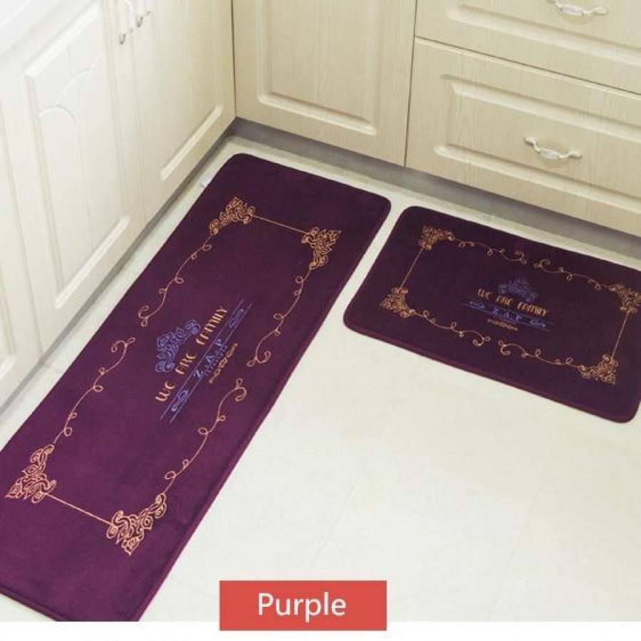 European Retro Fashion Kitchen Floor Mats Super Soft Water Absorbent and Antiskid Kitchen Rug Bathroom Doormat 2Pcs/Set