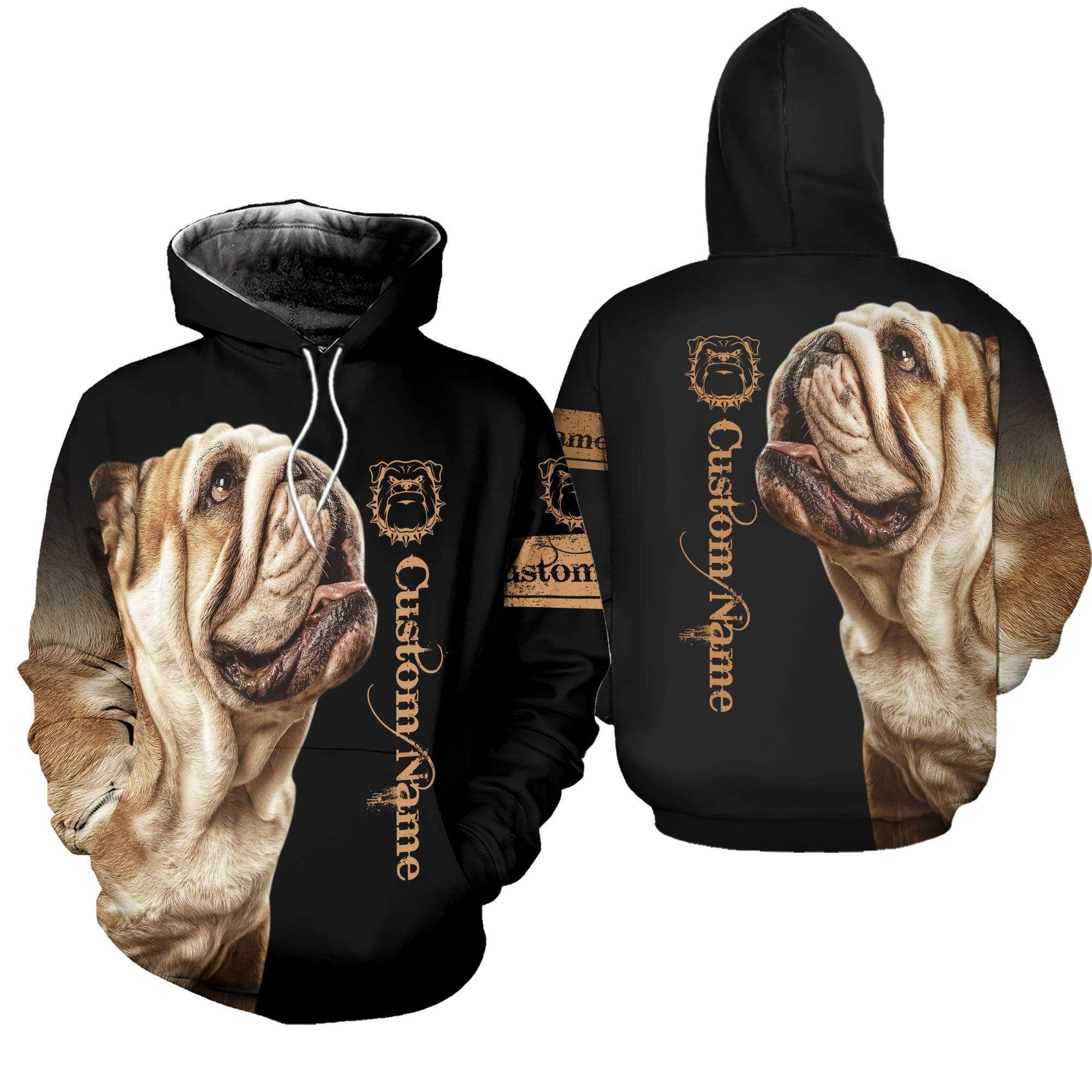 Bulldog Black Personalized Custom Name Hoodie 3D 61220l