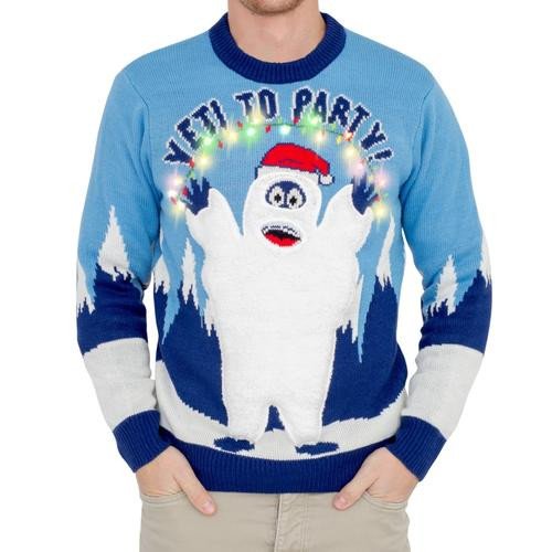 Yeti To Party Light Up Led Ugly Christmas Sweater 2021 For Women Men Couple Family Funny Cute Plus Size