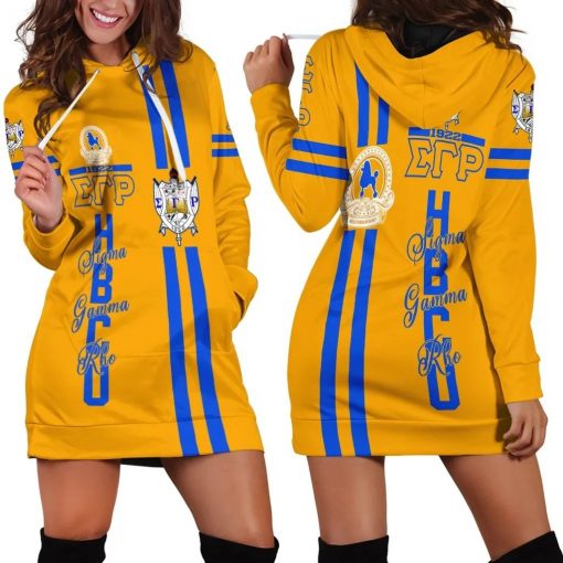 Sigma Gamma Rho Emblem Hbcu Yellow Hoodie Dress