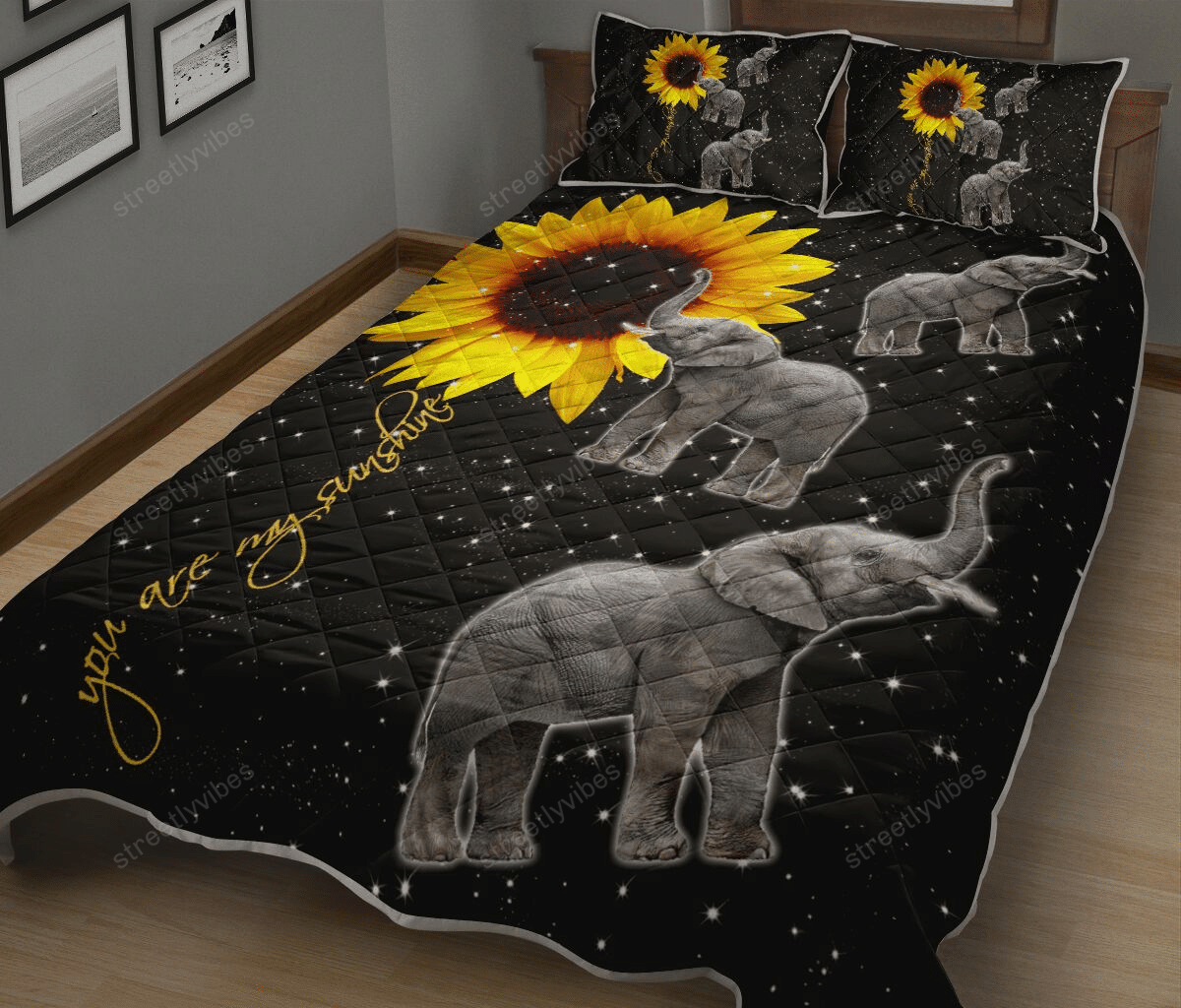 Elephant You Are My Sunshine Quilt Bedding Set