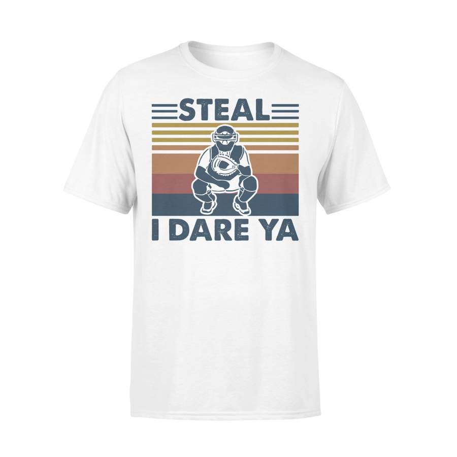 Steal I Dare Ya Catcher Bsaseball Vintage T-shirt