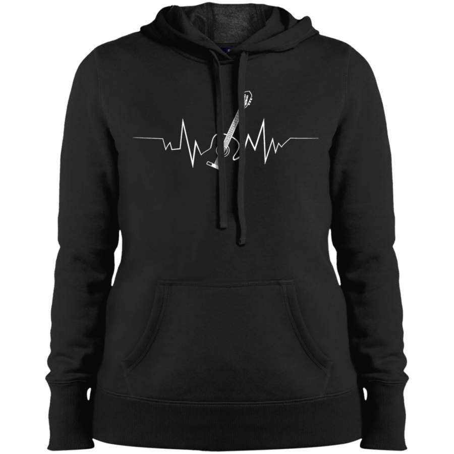 AGR Acoustic Guitar Heartbeat T-shirt Cool Gift for Guitarists Ladies’ Pullover Hooded Sweatshirt