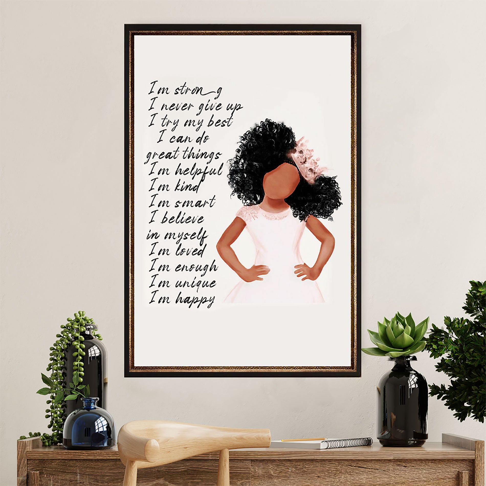 African American Afro Poster Prints | Black Pride Princess | Wall Art Gift For Black Girl