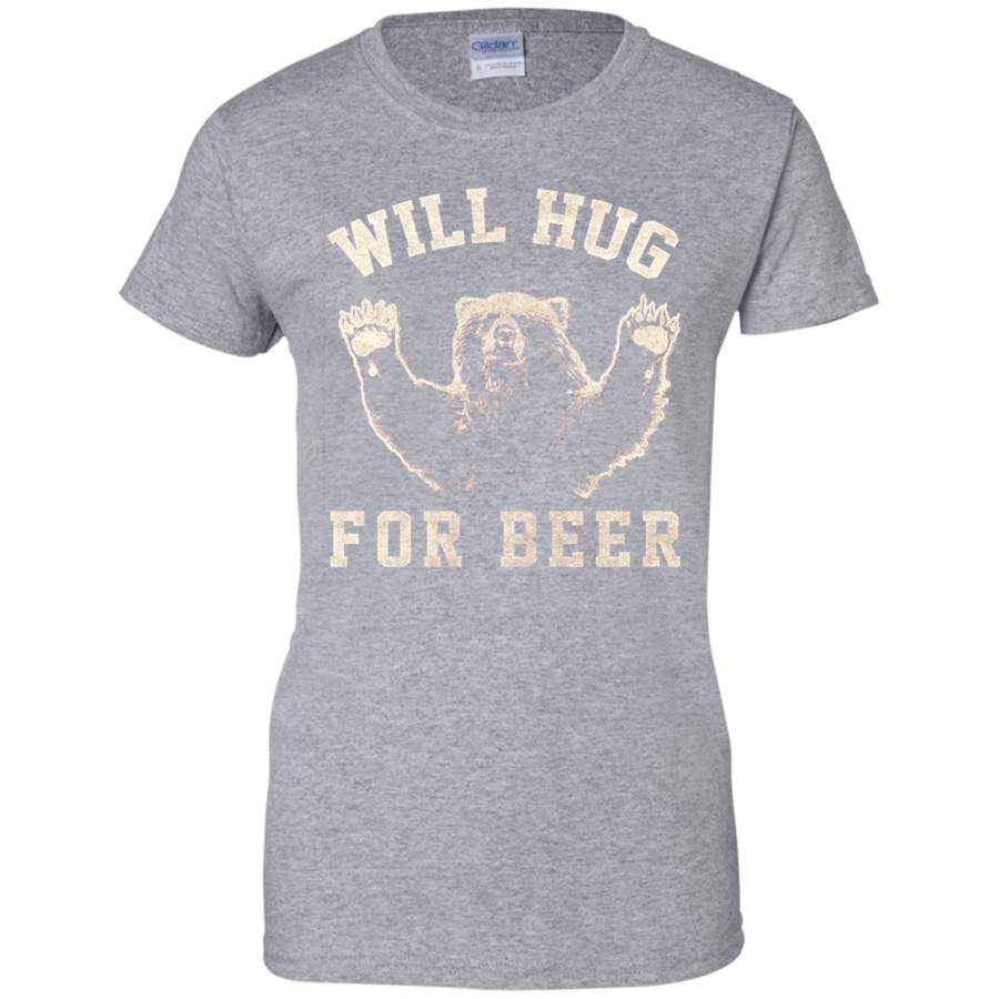 Will Bear Hug For Beer Vintage Collegiate Graphic T-Shirt Ladies