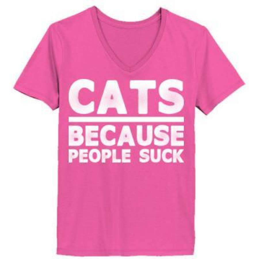 AGR Cats Because People Suck – Ladies’ V-Neck T-Shirt