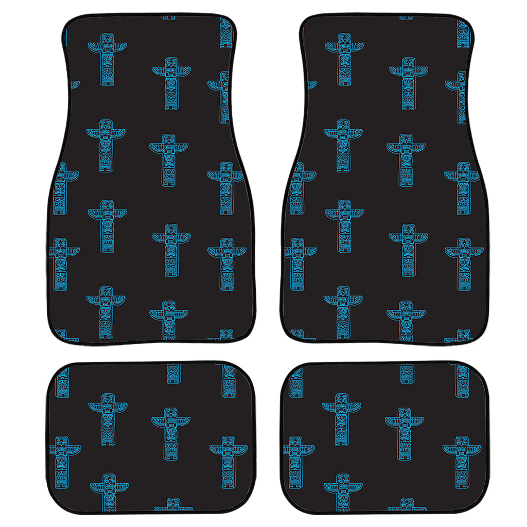 Native Totem Pattern Print Front And Back Car Floor Mats, Front Car Mat