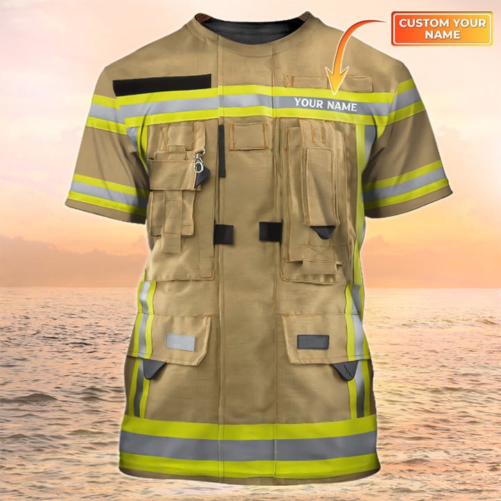 Firefighter Custom T Shirt Firefighter Uniform 3D Print Shirt, Apparel Shirt For Firefighter