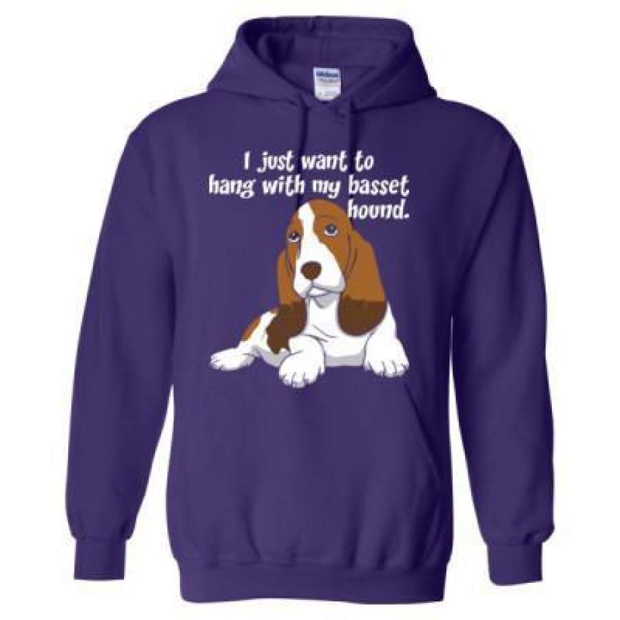 AGR I Just Want To Hang With My Basset Hound Dog – Heavy Blend™ Hooded Sweatshirt