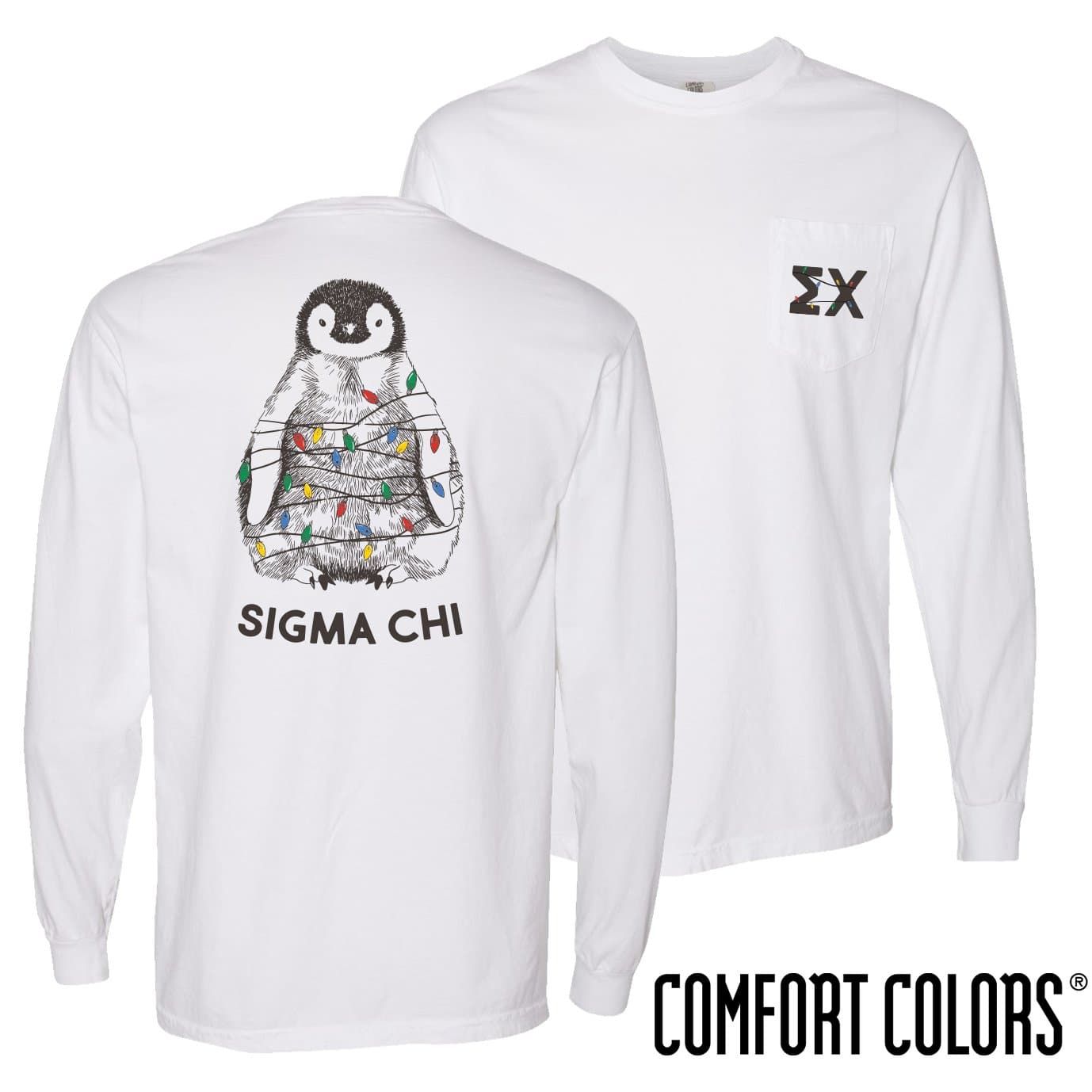 Sigma Chi Comfort Colors Holiday Penguin Long Sleeve Tee