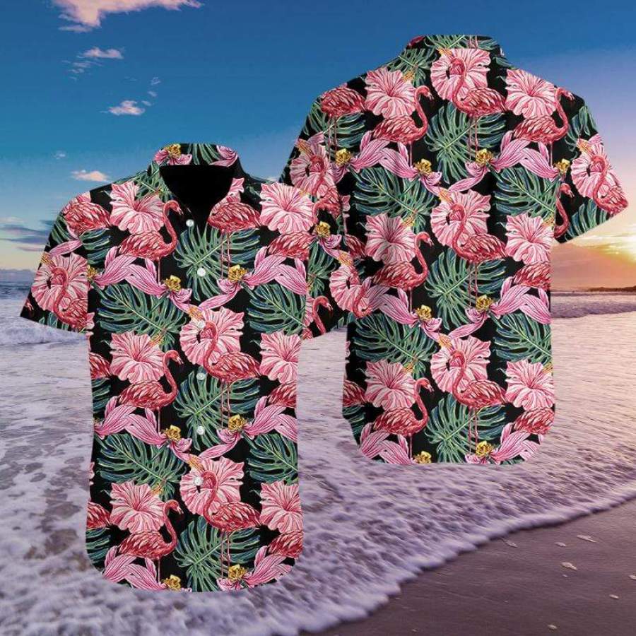 Flamingo Tropical Hawaii Aloha Shirts Ha11054