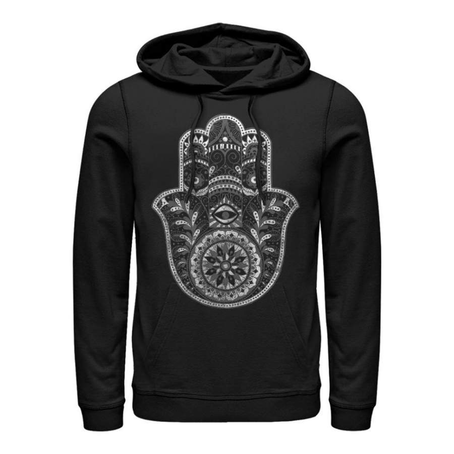 CHIN UP Women’s Henna Hamsa Hand  Lightweight Hoodie Black