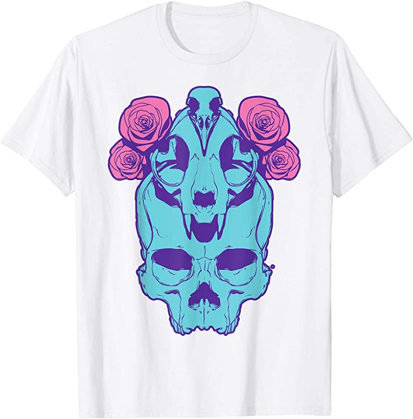 Skull Heads | Raven Cat | Witch Pastel Goth Grunge Aesthetic T-Shirt