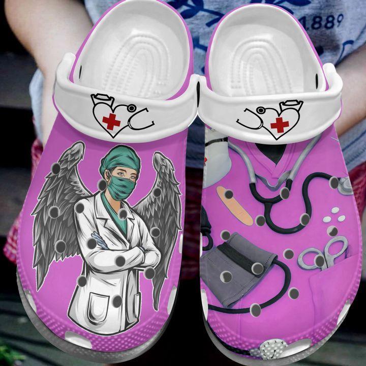 Nurse Personalize Clog, Custom Name, Text, Fashion Style For Women, Men, Kid, Print 3D Angel Wings