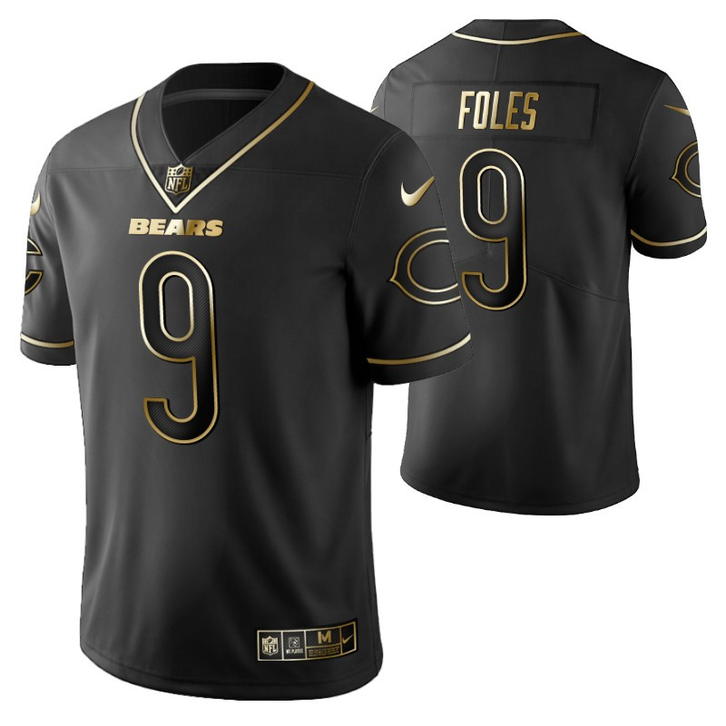 Chicago Bears Nick Foles 9 2021 NFL Golden Brandedition Black Jersey Gift For Bears Fans