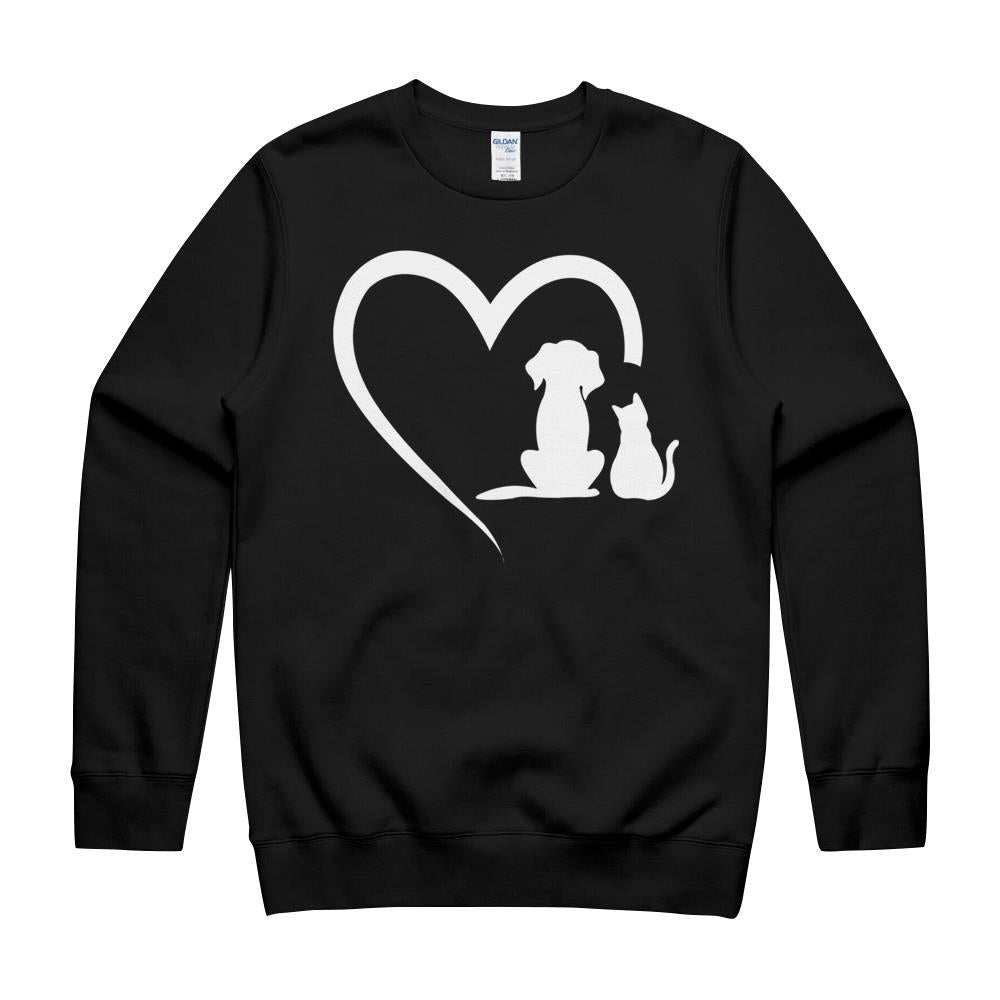 Womens Dog Puppy And Baby Cat Heart – Animal Dog & Cat Heart T-Shirt Crewneck Sweatshirt