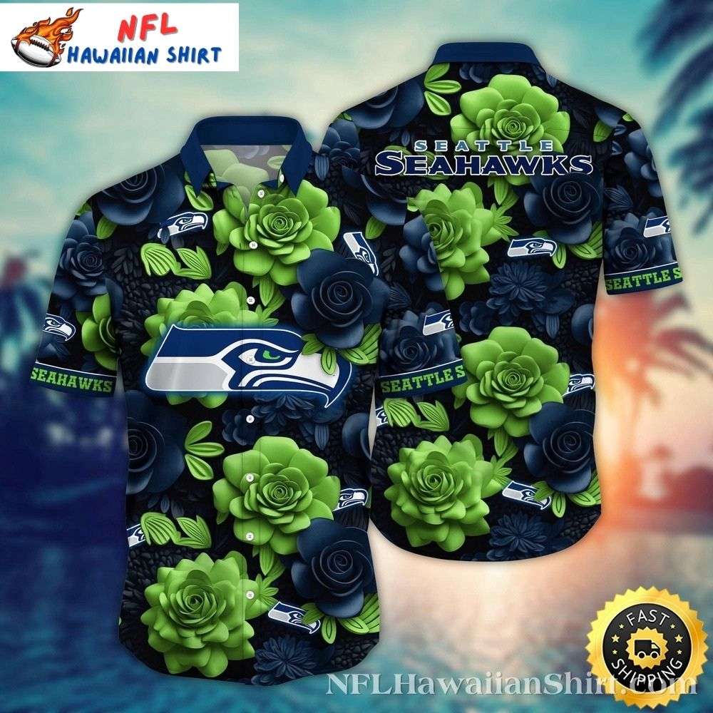 Nfl Eternal Navy Rose Seattle Seahawks Tropical Hawaiian Shirt