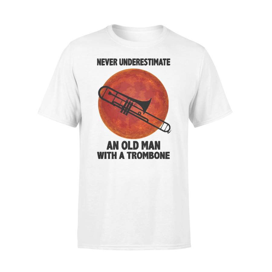 Never Underestimate An Old Man With A Trombone Blood Moon T-shirt