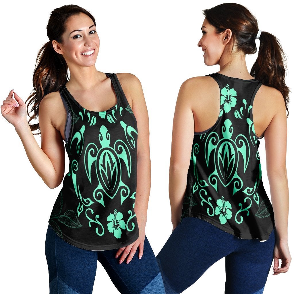 Hawaii Honu Turtle Dolphin With Plumeria Racerback Tank – Ah