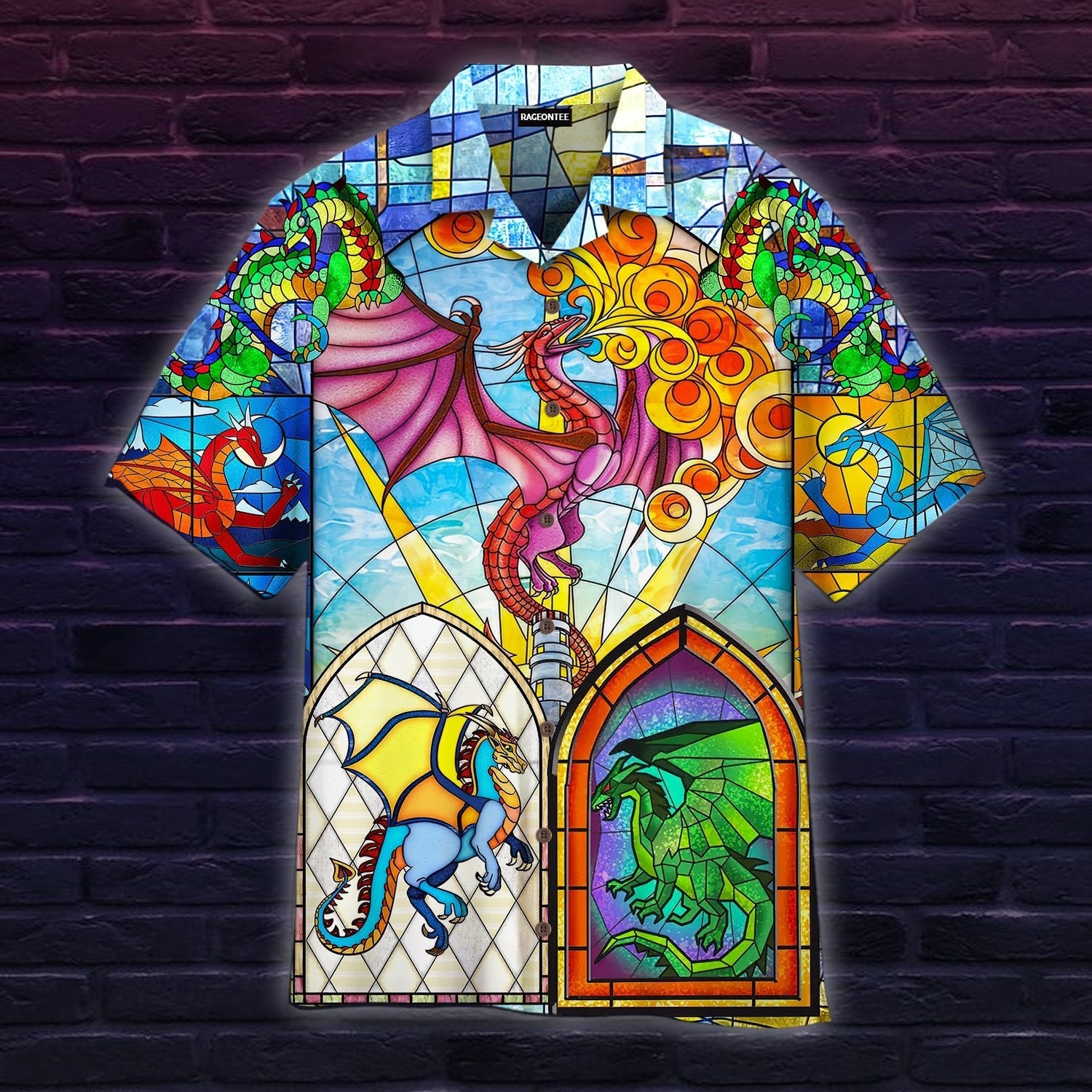 Dragon Stained Glass Hawaii Lover Hawaii Shirt For Men Women Ha15167