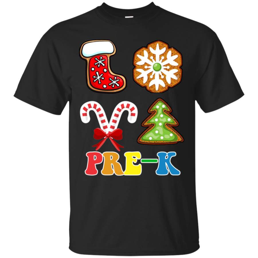 Cute Pre-K Heart Teacher Candy Cane Christmas T-shirt