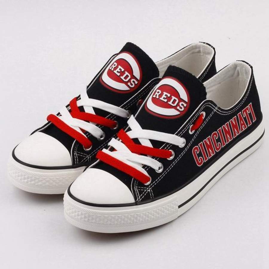 Hot Sale Luminous Low Top Printed Canvas Shoes Customize Cincinnati Reds Baseball Team