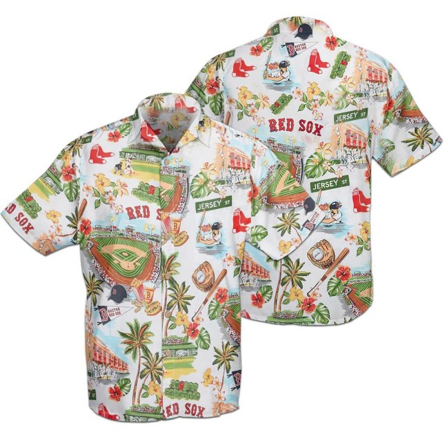 Boston Red Sox Hawaiian Shirt Paradise Tropical Fan Apparel