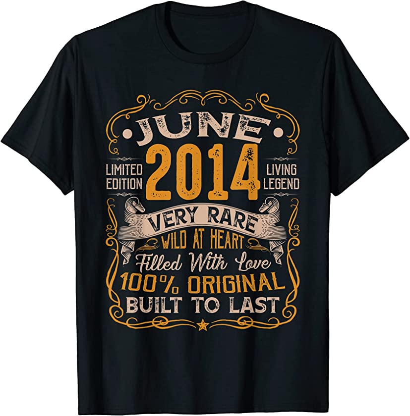 7th Birthday Vintage June 2014 Retro Distressed 7 Years Old T-Shirt