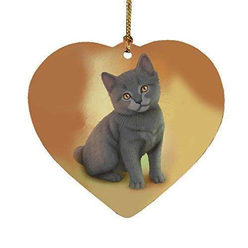 Chartreux Kitten Cat Heart Christmas Ornament