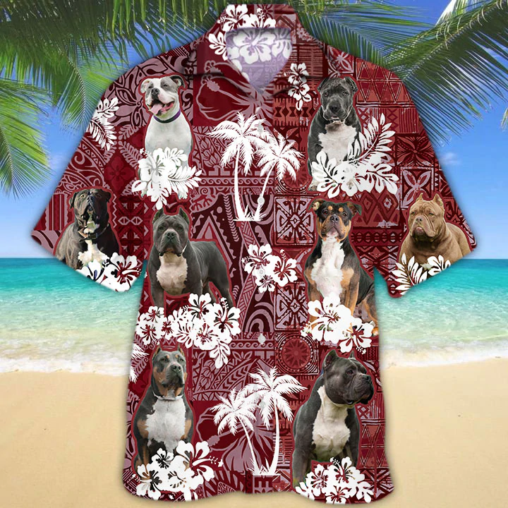 American Bully Dog Hawaii Tropical Gift For Funny Hawaii Shirts Ha20022