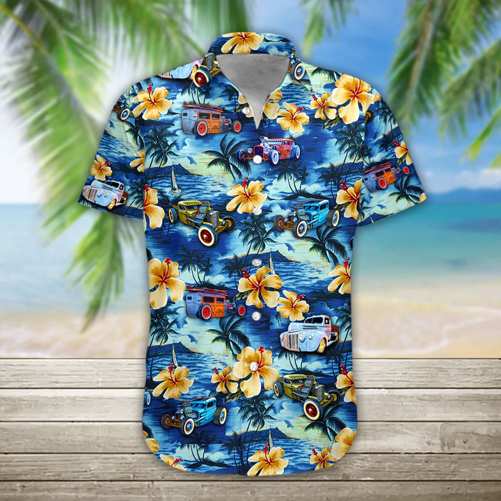 Rat Rod Hawaiian Summer Shirts Casual Short Sleeve Shirt Men Ha62095