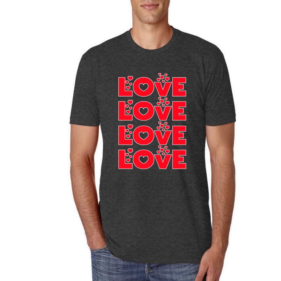 Love 4x Hearts Classic Vintage Valentine’s Day Premium Tri Blend T-Shirt