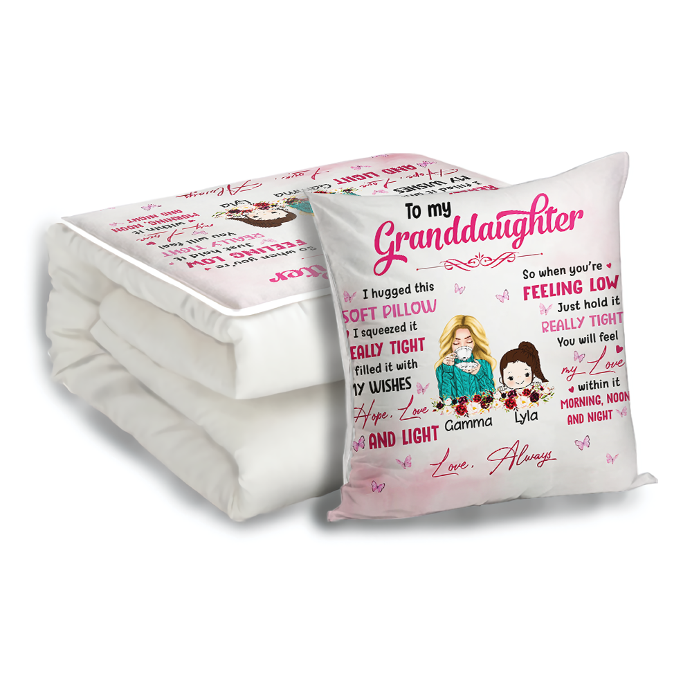 To My Granddaughter Grandson Personalized Pillow Blanket 2 In 1