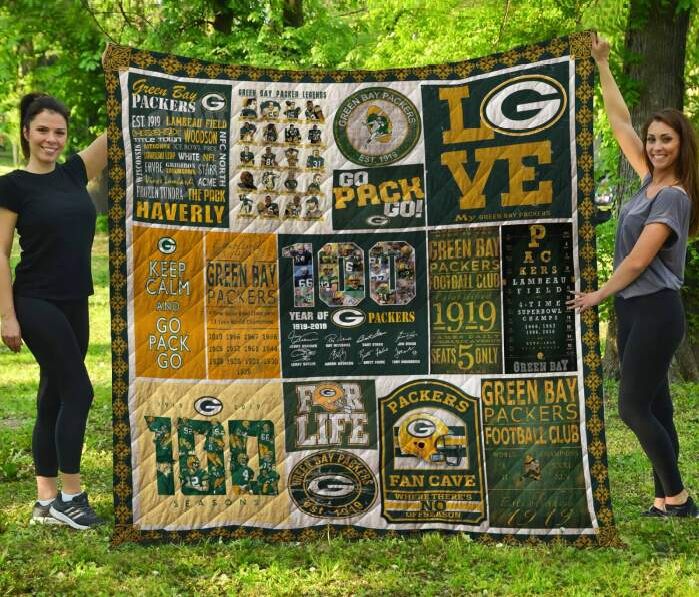 Green Bay Packersfan Made 3D Quilt Blanket, Fleece Blanket