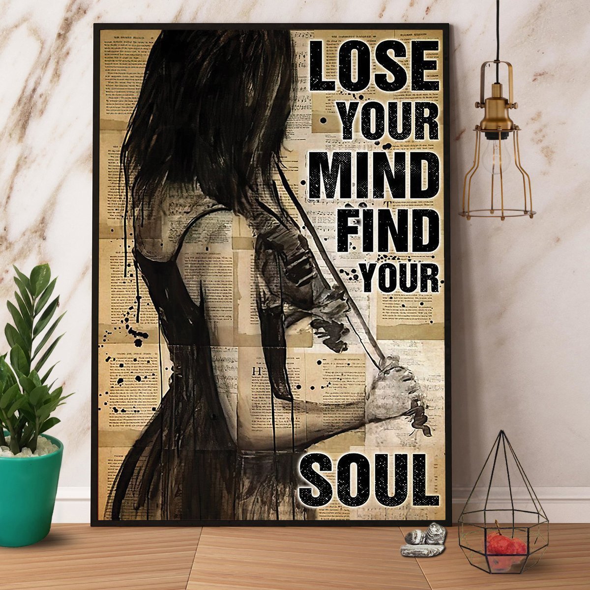 Violin Girl Lose Your Mind Find Your Soul Vintage Poster No Frame